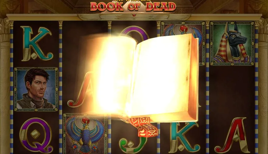 The book opening across the reels of Book