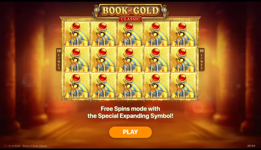 Book of Gold Classic intro screen naming the free spins mode
