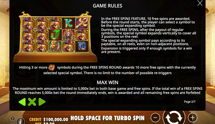 Book of the Fallen free spins rules and the max win section